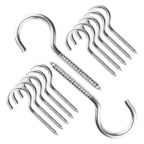 Dogagroom 3.5 Inch 304 Stainless Steel Screw Hooks - 12 Pcs Heavy Duty Ceiling, Wall, Cup Hooks for Plants, Kitchen, Mugs - Image 1