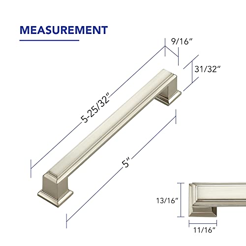 Ravinte Hardware 10 Pack Brushed Nickel Cabinet Pulls, 5 Inch (128mm) Hole Center Zinc Alloy Drawer Handles for Kitchen Cabinets, Cupboards, Dressers, Square Solid Metal Hardware - Image 2