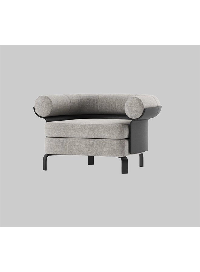 YI ONE Single Sofa Chair – Light Grey Fabric with Leather Coated Armrest & Metal Legs, Washable Modern Sofa Chair for Living Room, 900×830×550 mm - Image 2