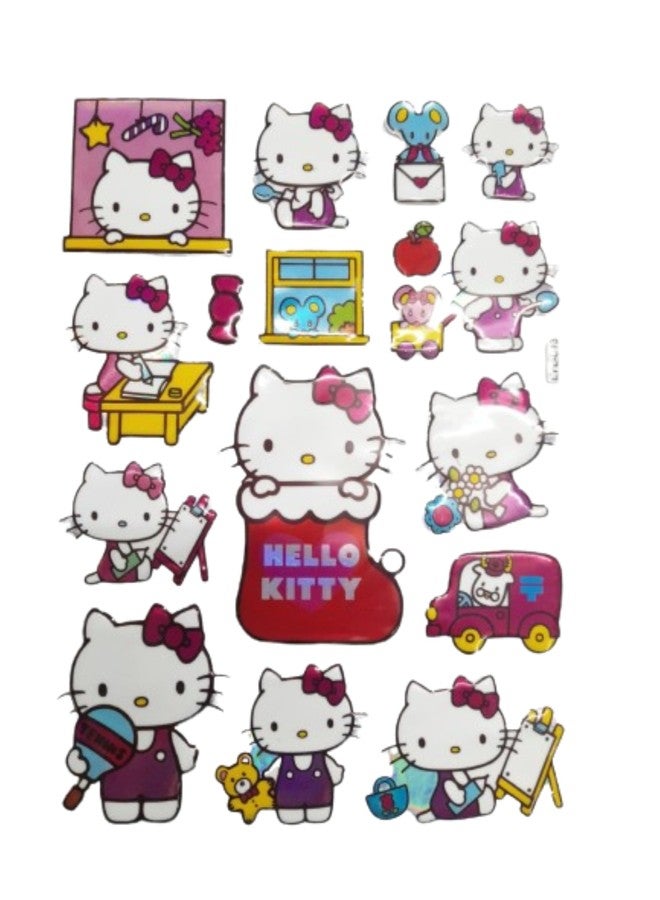KCR Sparkle Hello Kitty 3D Stickers for Girls Kids or Art & Craft (Set of 2) - Image 1