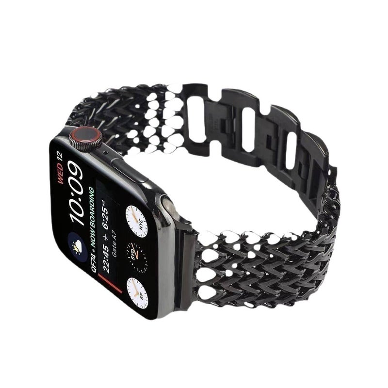 سوار ساعة ذكية باللون فضي قابل للتعديل سوار نايلون حلقي متوافق مع Apple Watch 38/40/41/42/44/45/49mm بملاءمة قابلة للتعديل وحزام بديل - Image 4