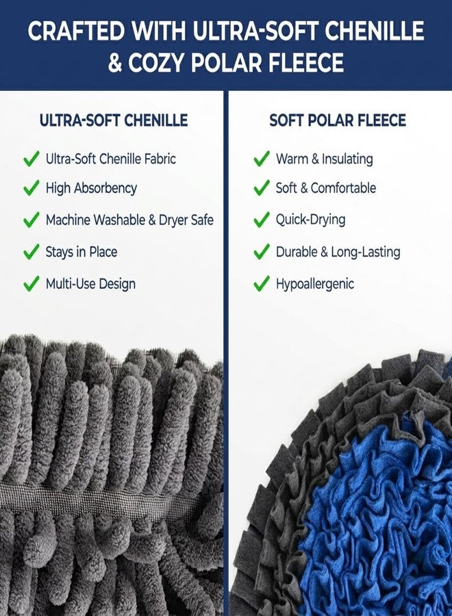 Muddy Mat سجادة Muddy Mat® المزدوجة من الشنيل والصوف للكلاب - سجادة تفاعلية 19x30 للكلاب من السلالات الكبيرة - سجادة تغذية بطيئة للتدريب والبحث عن الطعام وتخفيف التوتر - Image 4