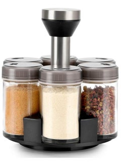 Arabest 6-Jar Spice Rack Set with Revolving Stand - Airtight Jars for Spices, Salt, Sugar, Coffee Powder - Compact, Stylish, and Durable Kitchen Storage  - Image 1