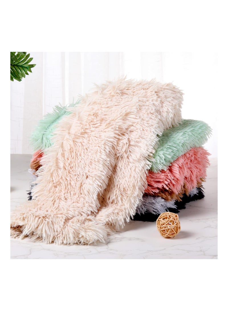 SYOSI 6 Pcs Dog Blankets Large Pet Blanket Fluffy Fleece Throw Blankets 30.7 x 21.3 in Reversible Soft Puppy Blankets Washable Lightweight Sleep Mat Cat Bed Blankets for Couch Sofa Travel, 6 Colors - Image 1