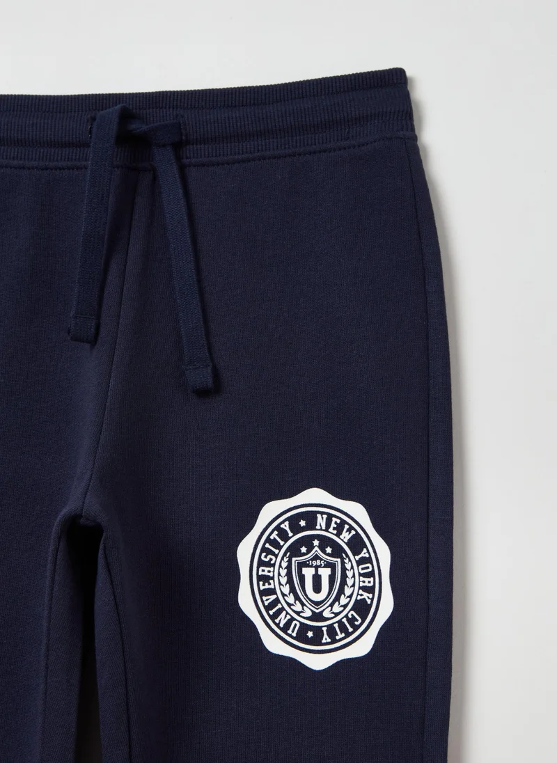 Ovs Fleece joggers with drawstring and print