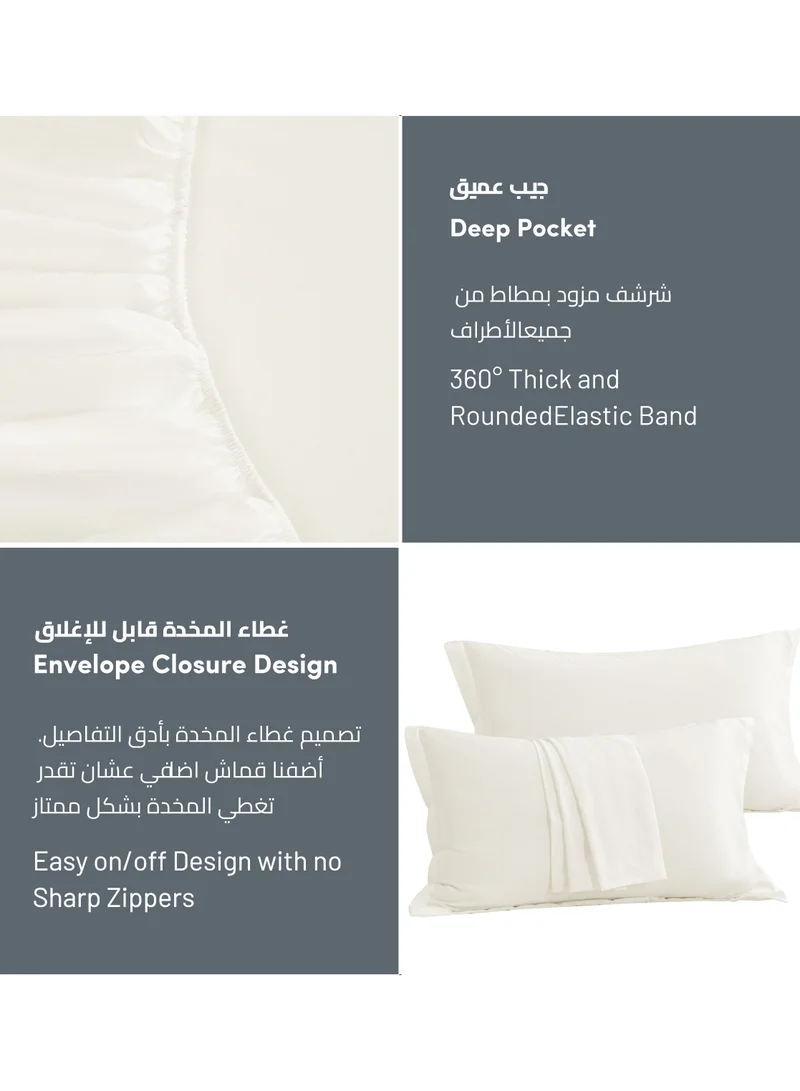 Donetella Bedding Fitted Sheet - Fits 120x200 Cm For Twin Bed 2 Pcs (1 Fitted Sheet and 1 Pillowcase) - 30 Cm Deep Pocket - Solid Bed Sheet