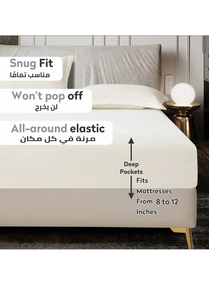 Donetella Bedding Fitted Sheet - Fits 120x200 Cm For Twin Bed 2 Pcs (1 Fitted Sheet and 1 Pillowcase) - 30 Cm Deep Pocket - Solid Bed Sheet