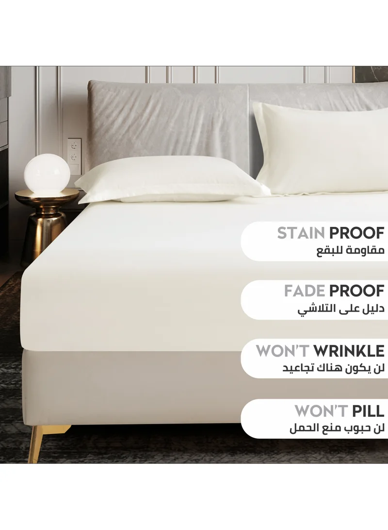 Donetella Bedding Fitted Sheet - Fits 120x200 Cm For Twin Bed 2 Pcs (1 Fitted Sheet and 1 Pillowcase) - 30 Cm Deep Pocket - Solid Bed Sheet