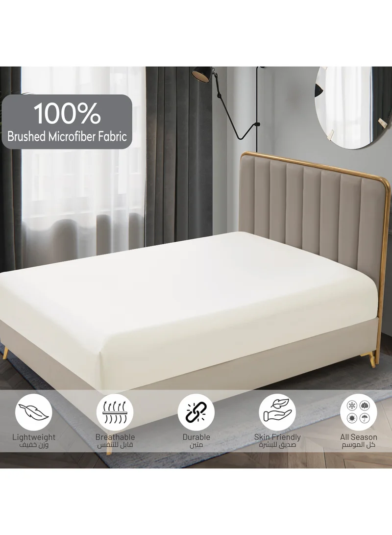 Donetella Bedding Fitted Sheet - Fits 120x200 Cm For Twin Bed 2 Pcs (1 Fitted Sheet and 1 Pillowcase) - 30 Cm Deep Pocket - Solid Bed Sheet