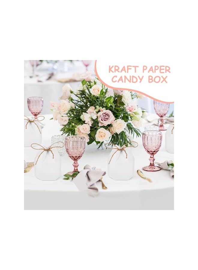 The Bros Paper Gift Boxes, 50 Pack Hexagon Paper Box With Twines, Candy Favor Gift Boxes, Kraft Paper Hexagon Box, Foldable Treat Candy Box Gift Packing Wrap for Wedding, Birthday Party - Image 3