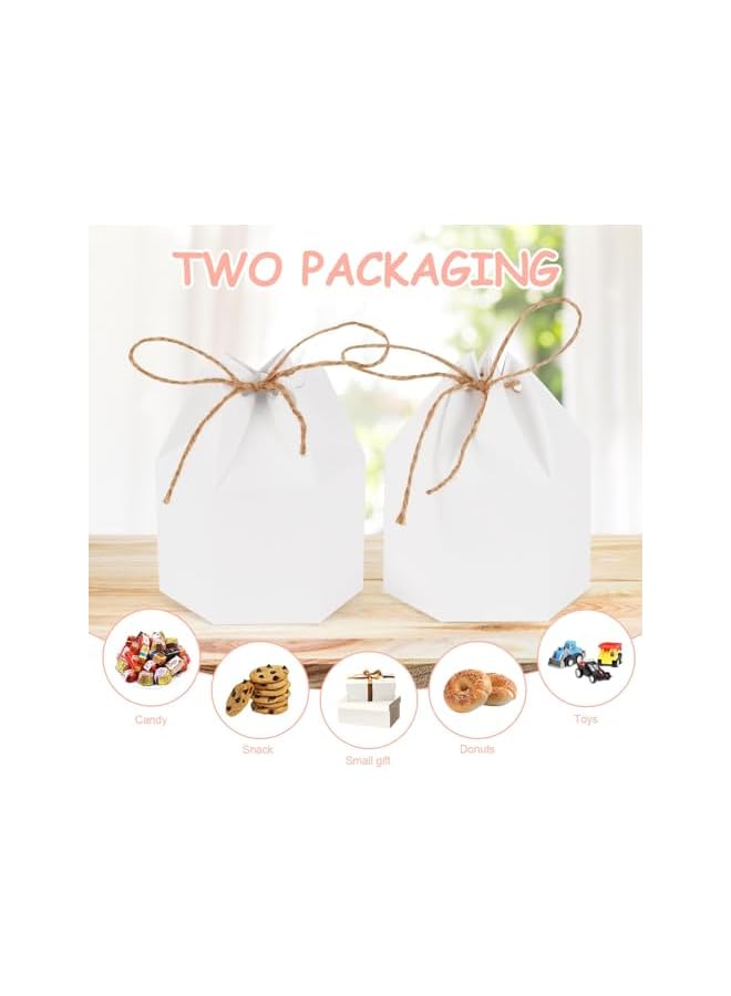 The Bros Paper Gift Boxes, 50 Pack Hexagon Paper Box With Twines, Candy Favor Gift Boxes, Kraft Paper Hexagon Box, Foldable Treat Candy Box Gift Packing Wrap for Wedding, Birthday Party - Image 2