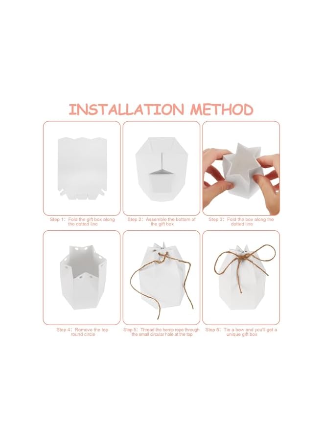 The Bros Paper Gift Boxes, 50 Pack Hexagon Paper Box With Twines, Candy Favor Gift Boxes, Kraft Paper Hexagon Box, Foldable Treat Candy Box Gift Packing Wrap for Wedding, Birthday Party - Image 5