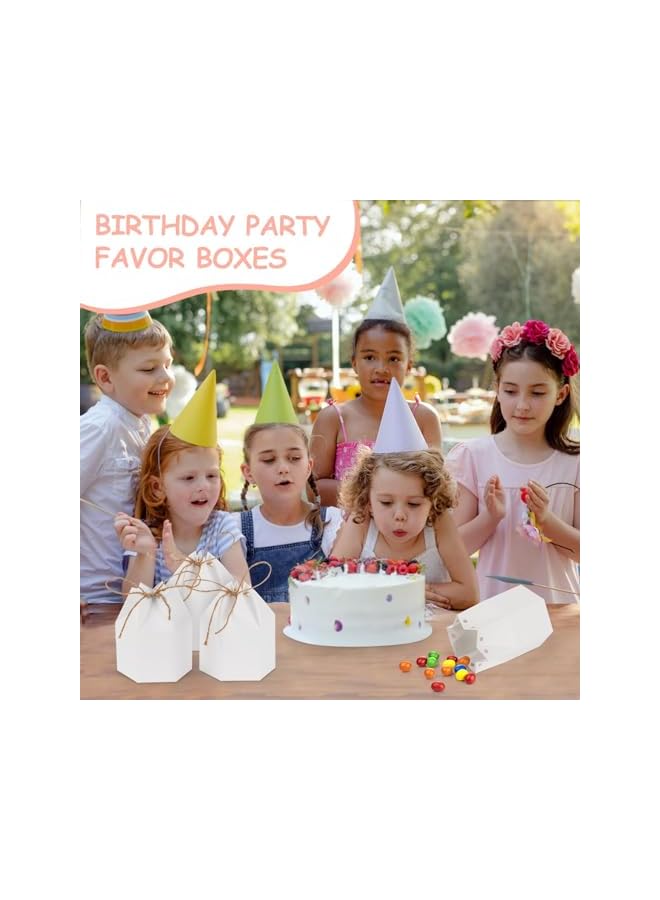 The Bros Paper Gift Boxes, 50 Pack Hexagon Paper Box With Twines, Candy Favor Gift Boxes, Kraft Paper Hexagon Box, Foldable Treat Candy Box Gift Packing Wrap for Wedding, Birthday Party - Image 4