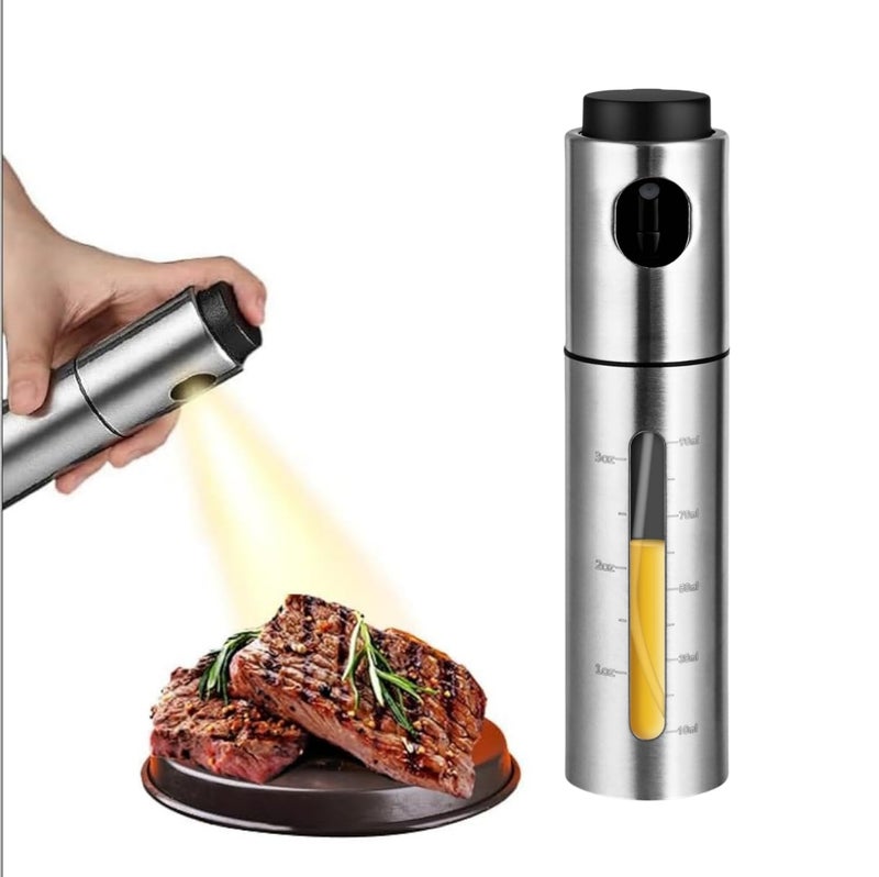 Olive Oil Sprayer Oil Dispenser Stainless Steel Refillable Oil Bottle Food Cooking Sprayer for BBQ Salad Frying Roasting