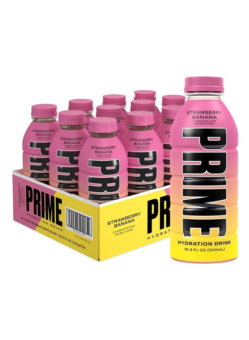 Prime Hydration Drinks Strawberry Banana 12pack - Image 1