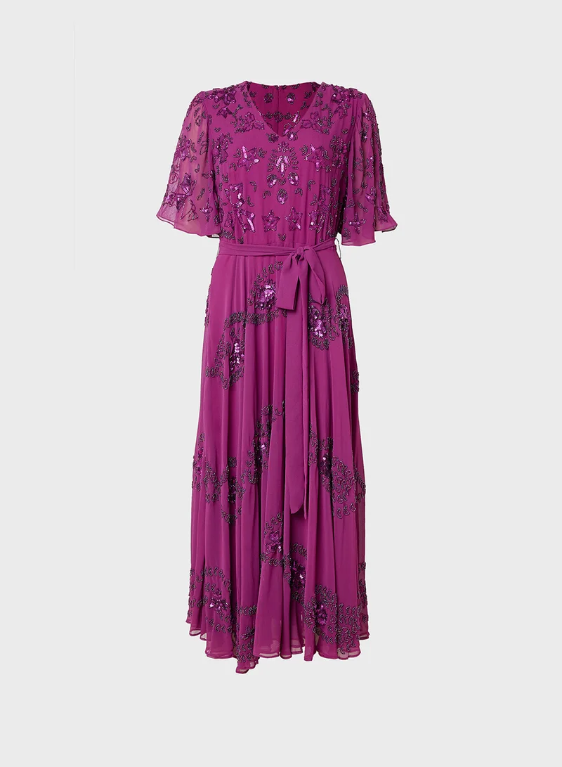 Frock and Frill Embroidered Maxi Dress