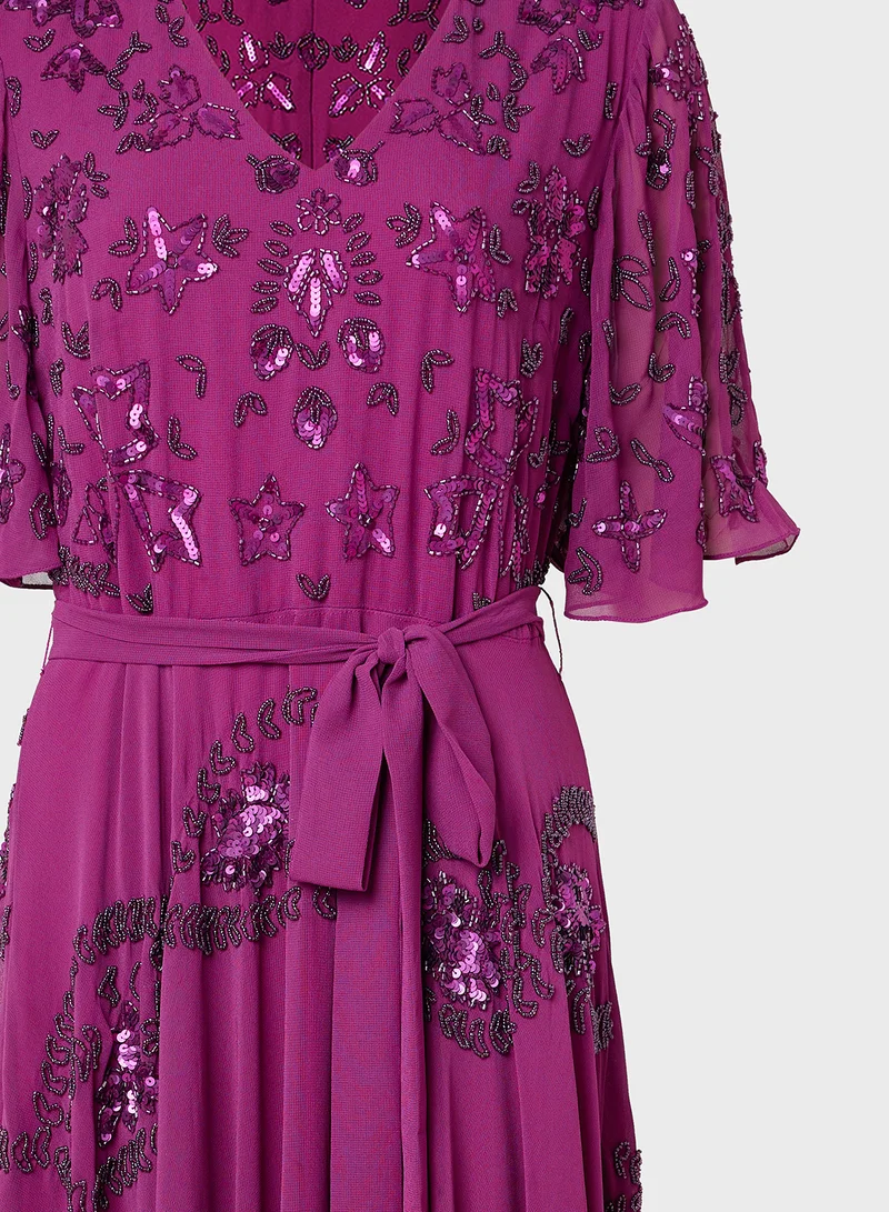 Frock and Frill Embroidered Maxi Dress