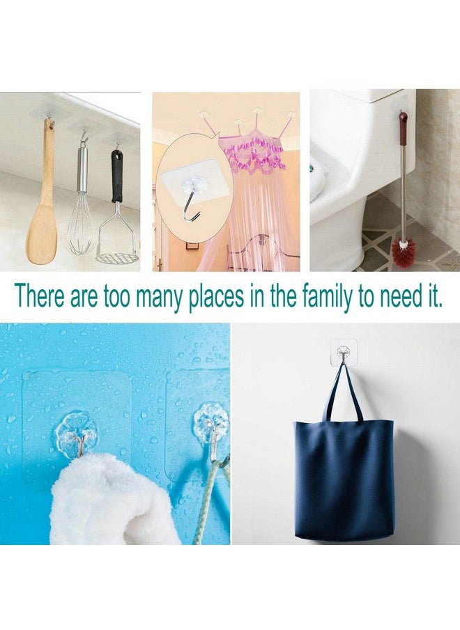 Jwxstore Jwxstore Stainless Steel Adhesive Hooks Bathroom Kitchen Wall Hooks, No Nail Sticky Hangers with Reusable Utility Towel Bath Ceiling 24 Pack 22Lbs Heavy Duty Waterproof and Oilproof Transperent  - Image 3