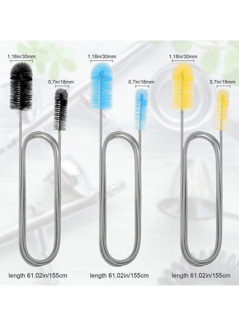 3 Pieces Aquarium Filter Hose Brush Stainless Flexible Tube Cleaning Long Brush Double-ended Bent Pipe Cleaner Brush Steel Spring for Lab Fish Tank Aquarium, 3 Color (61.02 inches)  - Image 4