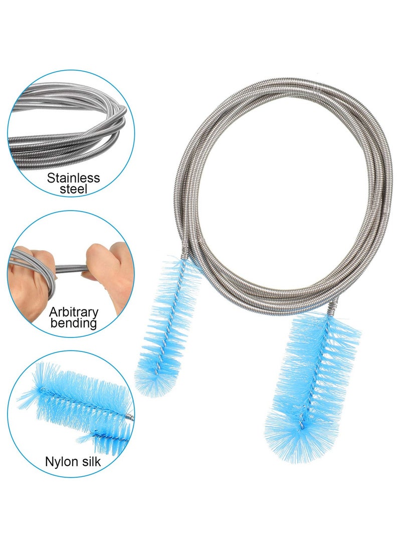 3 Pieces Aquarium Filter Hose Brush Stainless Flexible Tube Cleaning Long Brush Double-ended Bent Pipe Cleaner Brush Steel Spring for Lab Fish Tank Aquarium, 3 Color (61.02 inches)  - Image 2