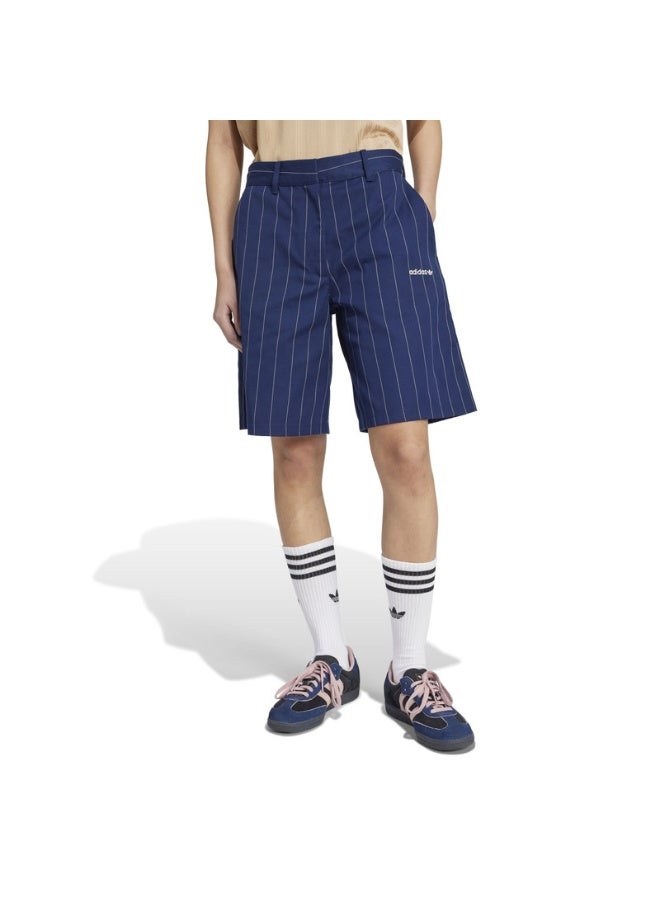 Adidas PINSTRIPE SHORT Blue Originals Women SHORTS - Image 2