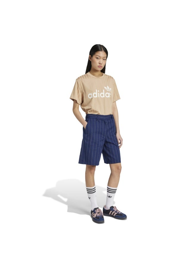 Adidas PINSTRIPE SHORT Blue Originals Women SHORTS - Image 4