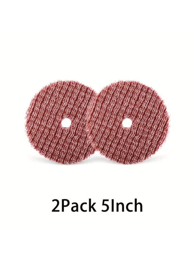 5 بوصة قرص تلميع أحمر 2 عبوة عجلة تلميع سيارة ذاتية اللصق للماكينة - Image 1
