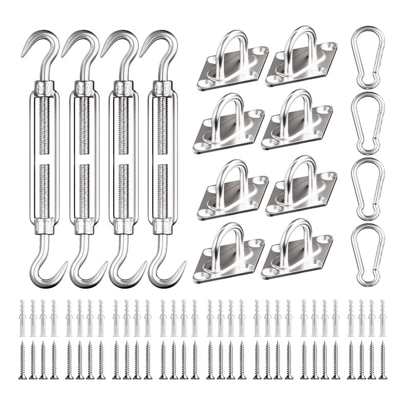 LAKINGO LAKINGO Sun Shade Sail Hardware Kit 6 Inch Heavy Duty 304 Stainless Set for Triangle & Rectangle Outdoor Patio Canopy  - Image 2