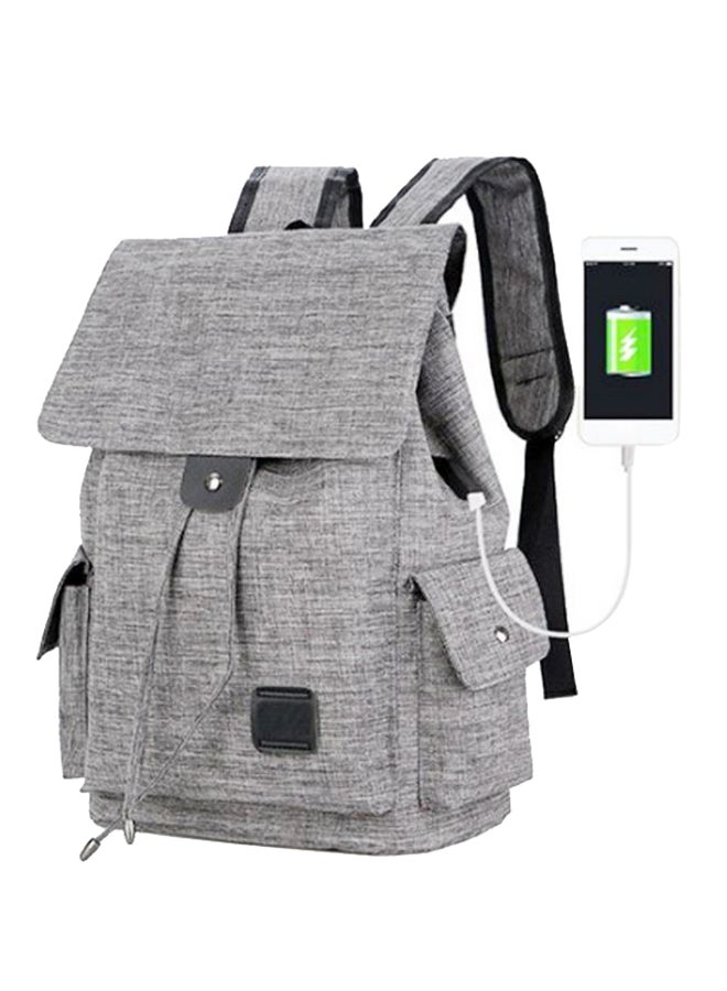 USB Charging Laptop Backpack Grey - Image 2