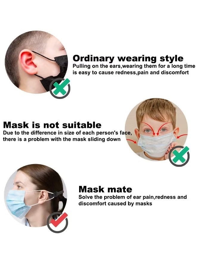 YJ 10 PCS Mask Extension Strap Ear Strap Hook Adjustable Anti-Slip Ear Grips Band Extender Ear Protector for Girls,Women, Adults and Children(Black*10) - Image 2
