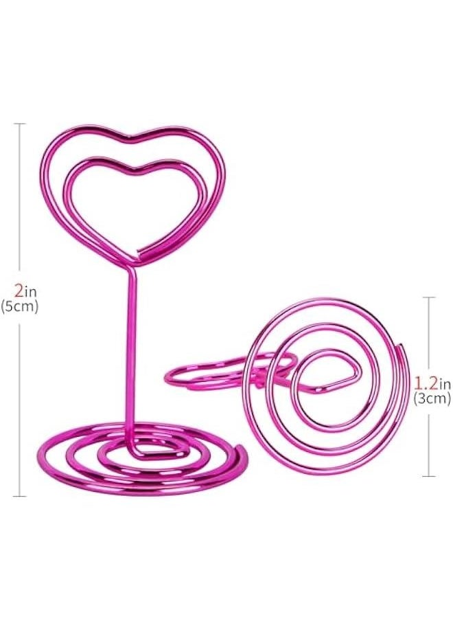 20pcs Mini Place Card Holders, Heart Place Table Number Holders, Table Card Holders for Photos, Food Signs, Memo Notes, Weddings, Restaurants, Birthdays (Pink)