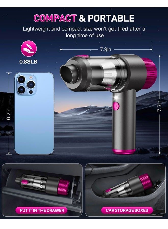 Chase Up Handheld Car Vacuum Cleaner Cordless, 15000PA High Power Car Vacuum Cleaner & Air Duster, 4-in-1 Portable Mini Car Vacuum Cleaner with LED Light, Hand Held Vacuum Cleaner for Car Home Office - Image 2