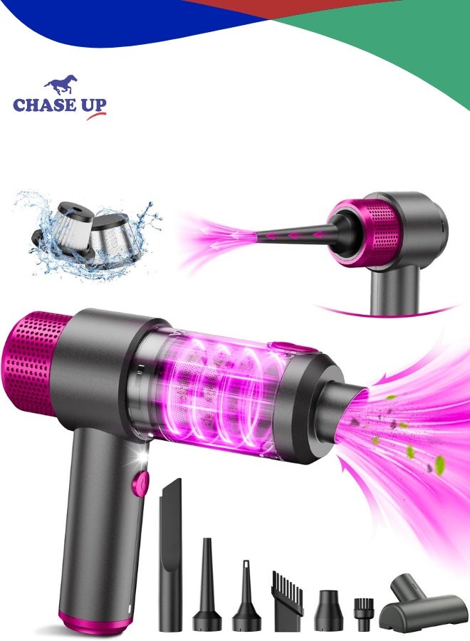 Chase Up Handheld Car Vacuum Cleaner Cordless, 15000PA High Power Car Vacuum Cleaner & Air Duster, 4-in-1 Portable Mini Car Vacuum Cleaner with LED Light, Hand Held Vacuum Cleaner for Car Home Office - Image 1