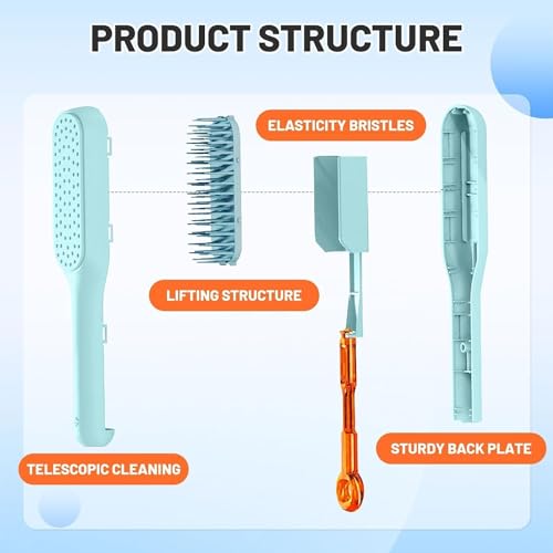 VOLDOT Self Cleaning Hair Brush for Women Easy Clean Massage Comb with Retractable Bristles One-Pull Clean Anti Static for All Hair Types (Pack of 1) - Image 5