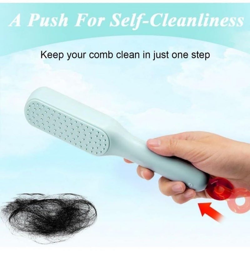 VOLDOT Self Cleaning Hair Brush for Women Easy Clean Massage Comb with Retractable Bristles One-Pull Clean Anti Static for All Hair Types (Pack of 1) - Image 3