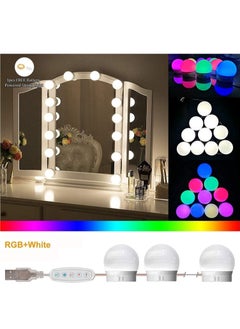 ELTRAZONE Mirror Lights Vanity Lighting 10 LED Bulb Make up Decoration Lights Hollywood Style 16 Modes Color Changing Lights for Home Bedroom Bathroom Dressing Room（USB Powered, RGBW)  - Image 2
