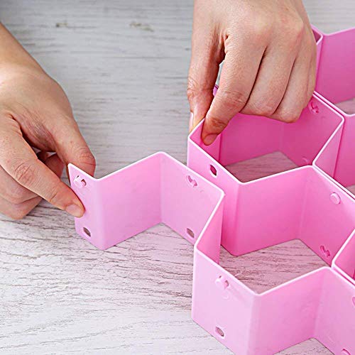 INOVERA (LABEL)Honeycomb Underwear Innerwear Socks Clothing Organizer Plastic Drawer Clapboard Closet Divider 16 Straps(38 Compartment,Pink,Made In India) - Image 5