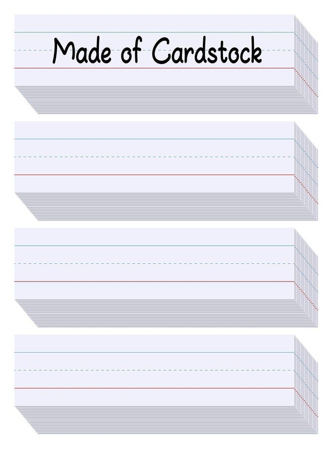 WSICSE 120Pcs Colored Sentence Strips for Teacher Supplies, 3” x 24” Ruled Word Learning Strips for Writing Words (White) - Image 1