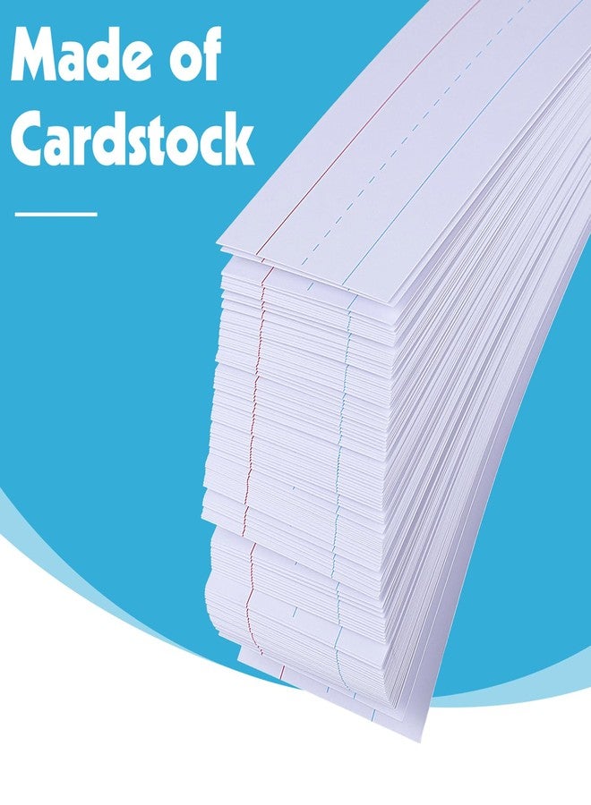 WSICSE 120Pcs Colored Sentence Strips for Teacher Supplies, 3” x 24” Ruled Word Learning Strips for Writing Words (White) - Image 3