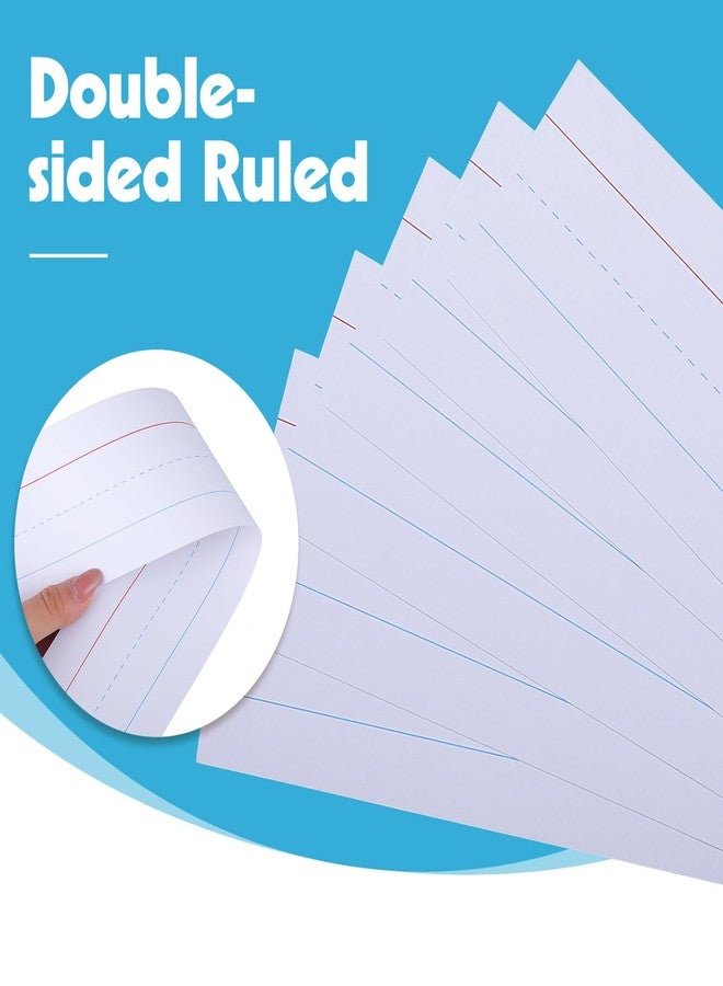 WSICSE 120Pcs Colored Sentence Strips for Teacher Supplies, 3” x 24” Ruled Word Learning Strips for Writing Words (White) - Image 4