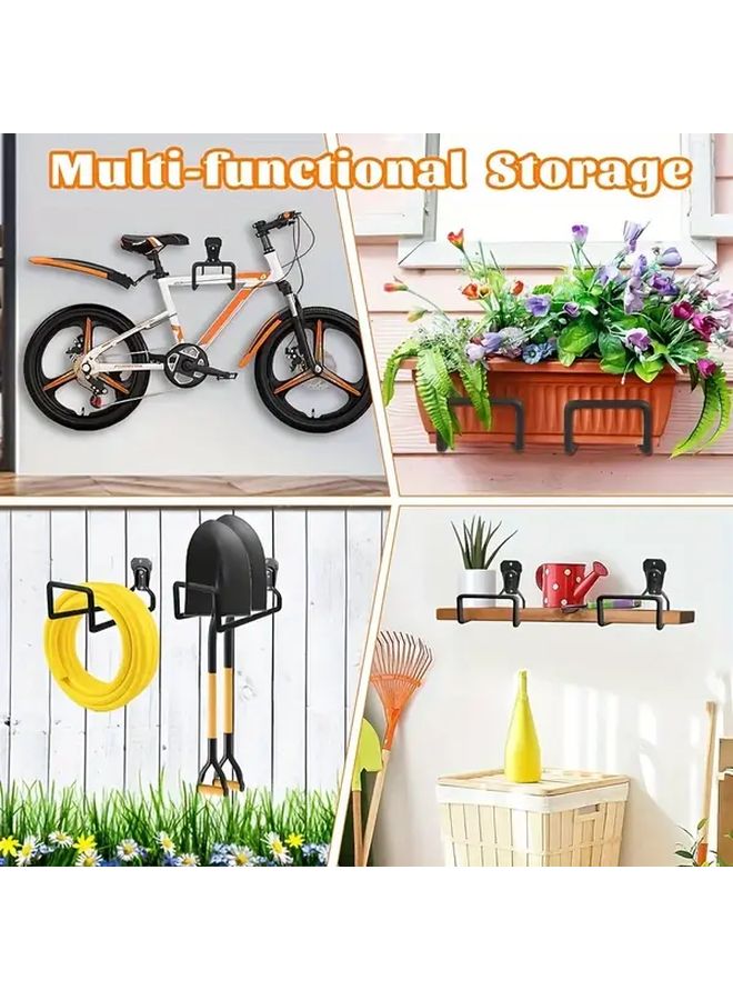 Heavy Duty Wall Mounted Garden Hose Holder Rust Resistant Storage Rack Black - Image 4