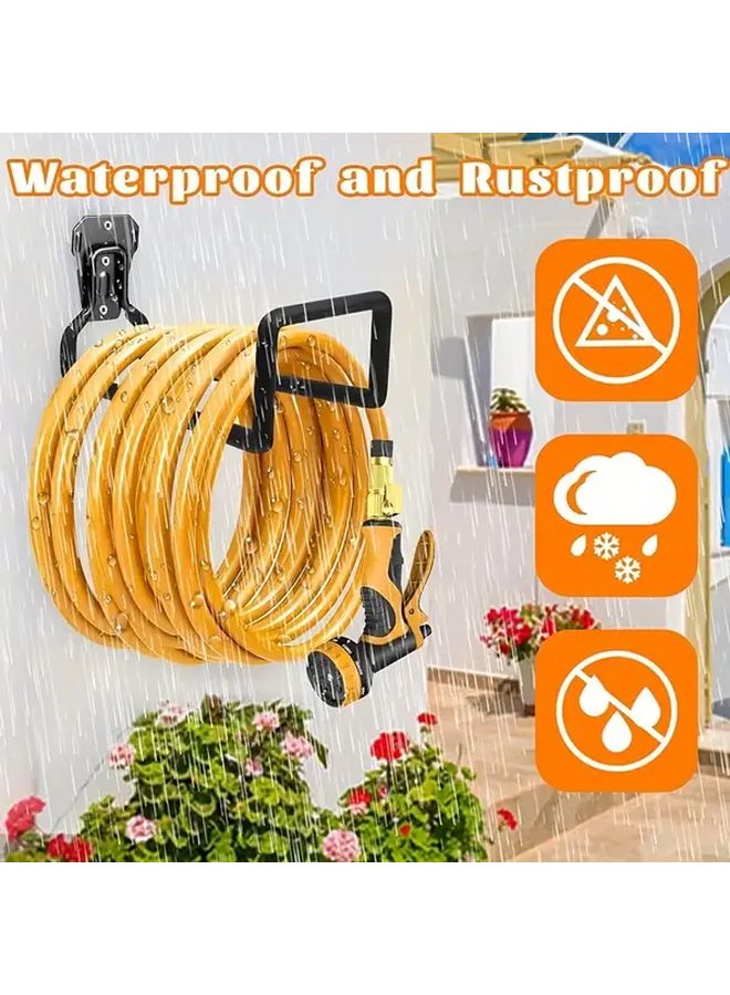 Heavy Duty Wall Mounted Garden Hose Holder Rust Resistant Storage Rack Black - Image 3