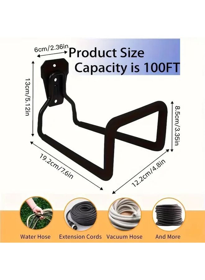 Heavy Duty Wall Mounted Garden Hose Holder Rust Resistant Storage Rack Black - Image 2