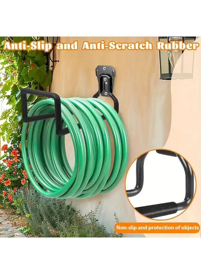 Heavy Duty Wall Mounted Garden Hose Holder Rust Resistant Storage Rack Black - Image 5
