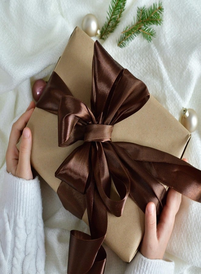 iefoah 1 1/2 inch Brown Ribbon,100 Yards 1-1/2 inch Brown Satin Ribbon Solid Fabric Ribbon for Gift Wrapping Floral Bouquets Wedding Home Party Decoration - Image 2