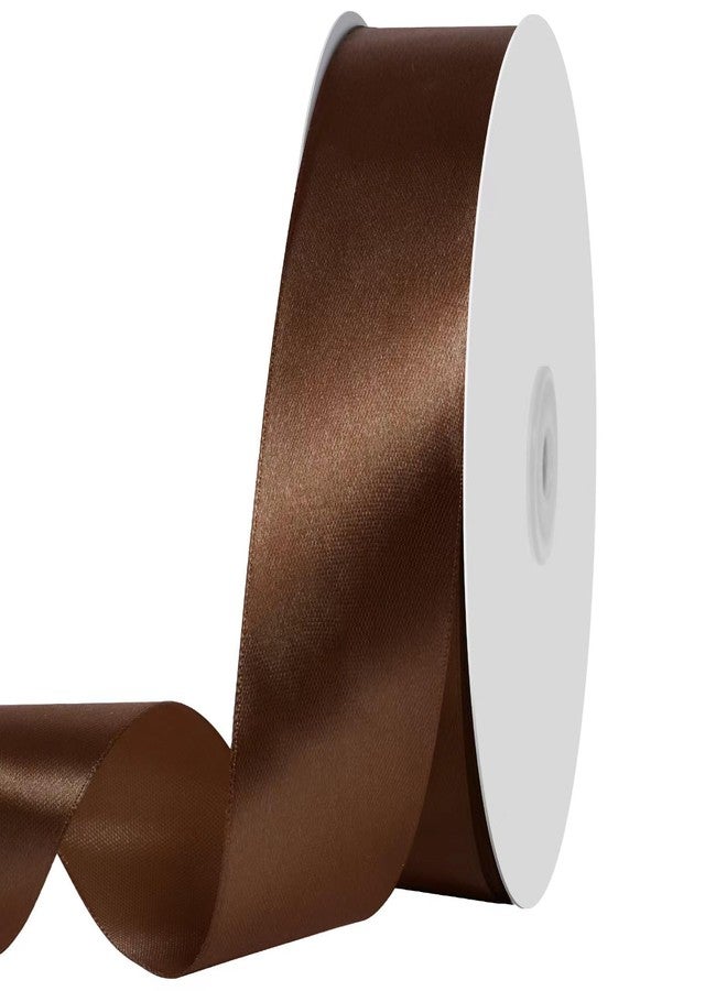 iefoah 1 1/2 inch Brown Ribbon,100 Yards 1-1/2 inch Brown Satin Ribbon Solid Fabric Ribbon for Gift Wrapping Floral Bouquets Wedding Home Party Decoration - Image 1