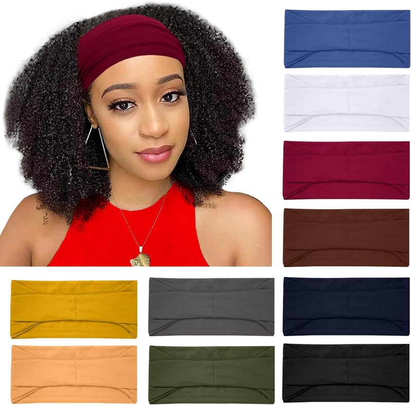 RITOPER Wide Headbands for Women Non Slip Workout Yoga Running Womens Headband Boho Hair Bands for Womens Hair Thick Sweat Head Bands Solid Head Wraps