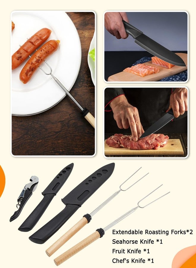 Hozzen Camping Cooking Set - Camping Utensil Set with 15 Essentials, Stainless Steel & Silicone, Ideal for RV, Tent, Picnics & BBQs - Image 3
