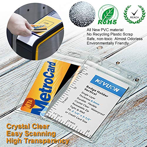 KEYLION 100 Pack ID Card Name Badge Holder, Heavy Duty Clear Transparent Plastic PVC Vertical Sleeve Pouch with Waterproof Type Resealable Zip - Image 5