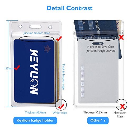 KEYLION 100 Pack ID Card Name Badge Holder, Heavy Duty Clear Transparent Plastic PVC Vertical Sleeve Pouch with Waterproof Type Resealable Zip - Image 4